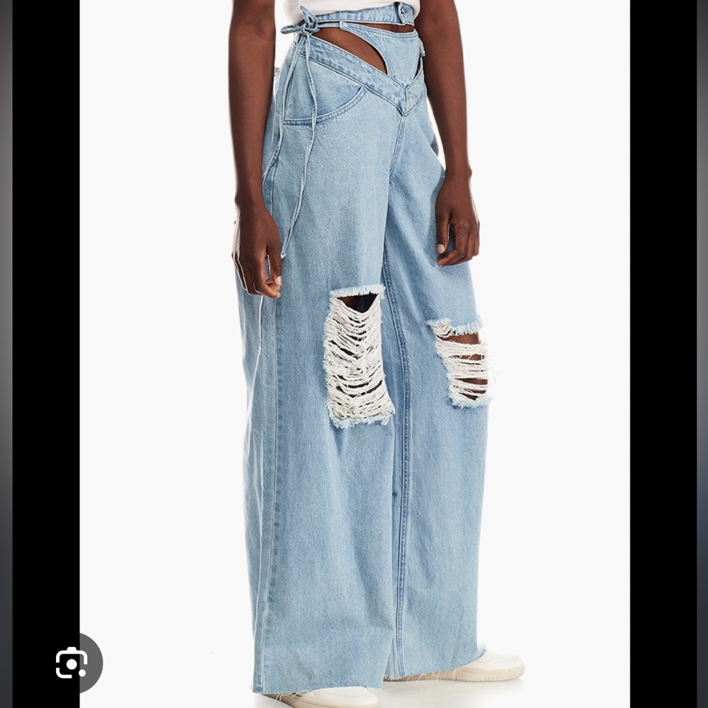 Blue Bikini Front Baggy Boyfriend Jeans